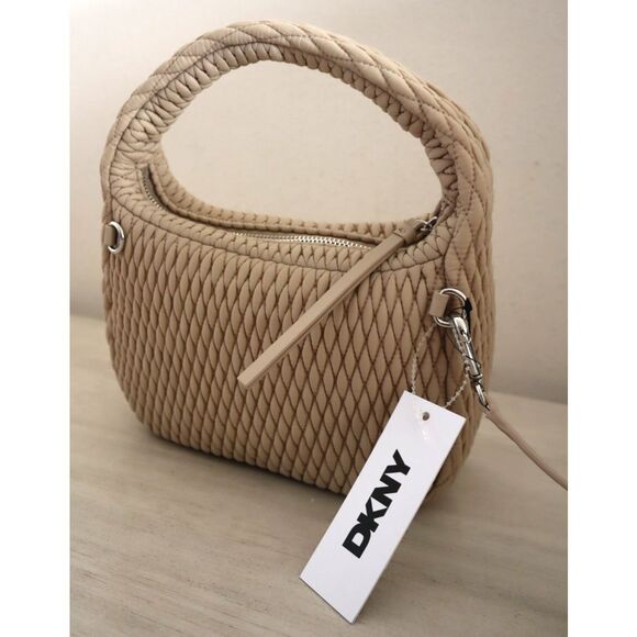 DKNY 02509 Women's O/S Beige Mack Nylon Hobo Crossbody/Shoulder Bag - Picture 13 of 16